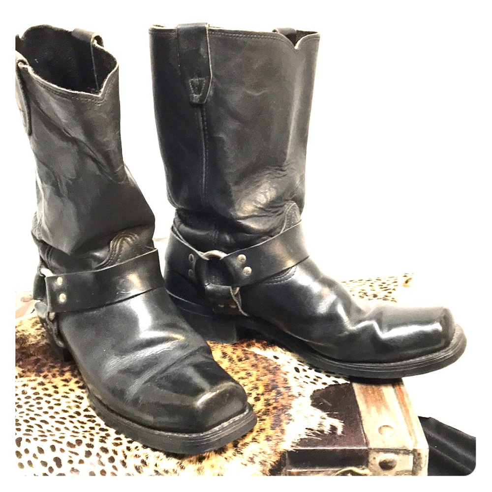 Men’s Vulcan black leather boots Sz 12 motorcycle